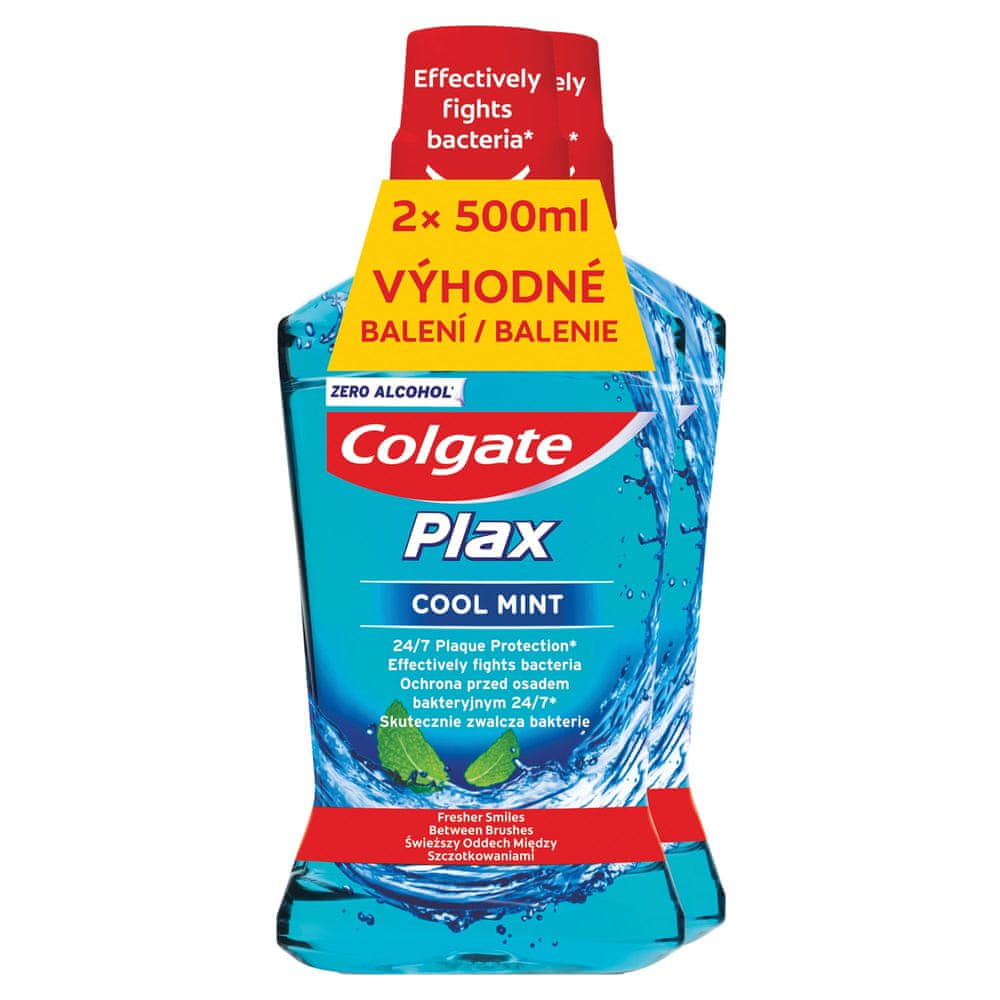 Colgate Plax Cool Mint ústna voda bez alkoholu 2 x 500 ml